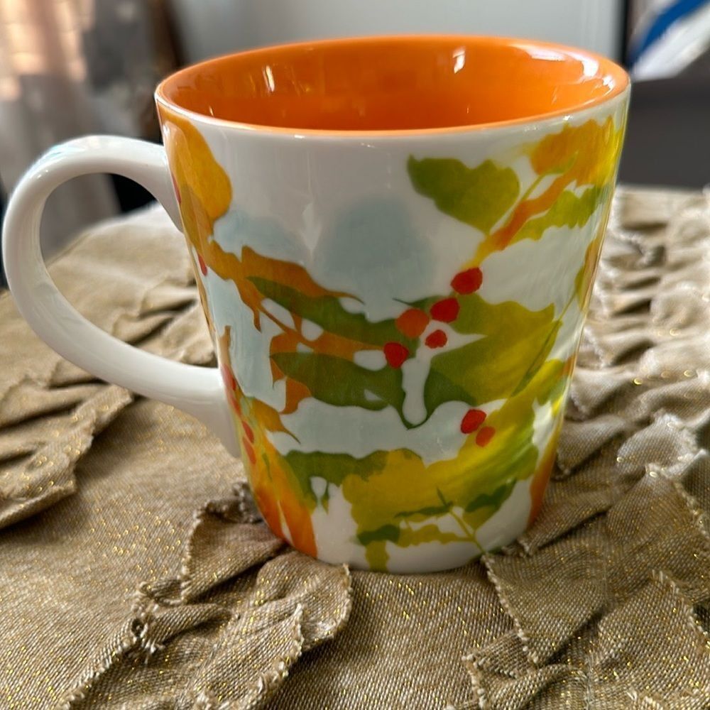 Starbucks Abstract Fall Leaves & Berries Porcelain Mug 14oz